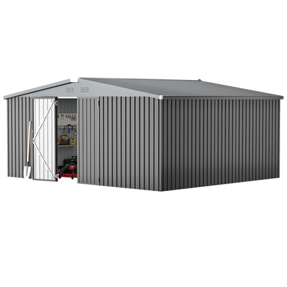YODOLLA 14x12 Metal Storage Shed Outdoor Shed, Dark Gray
