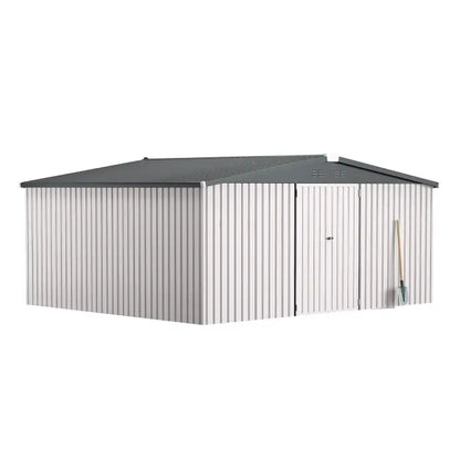 YODOLLA 14x12 Metal Storage Shed Outdoor Shed, White