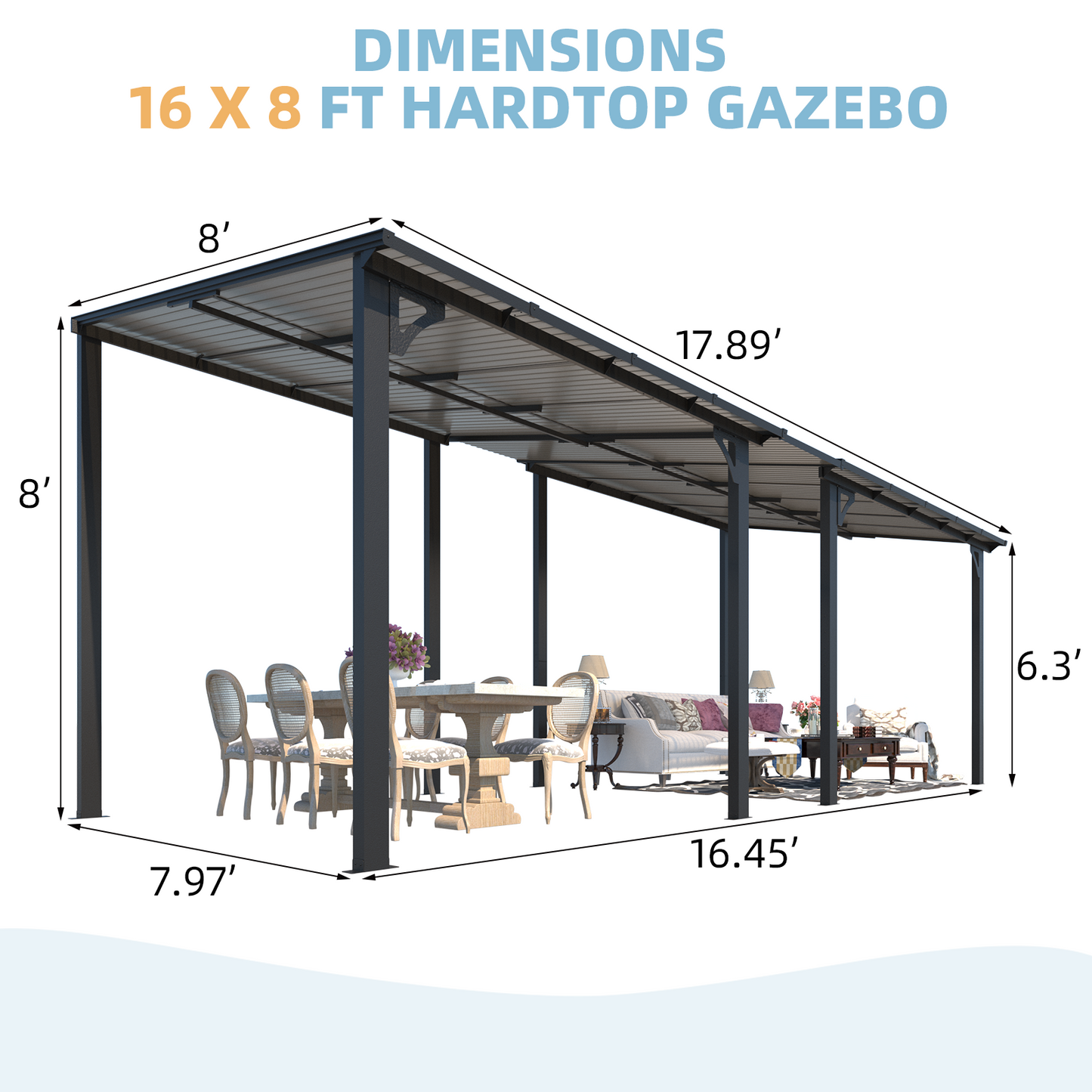 YODOLLA 8'/10'/12' Wide Wall-Mounted Gazebo Pergola Connector