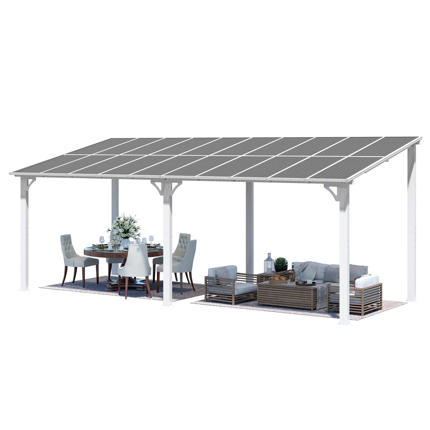 YODOLLA 20'x8' Wall Mounted Gazebos Pergola, White