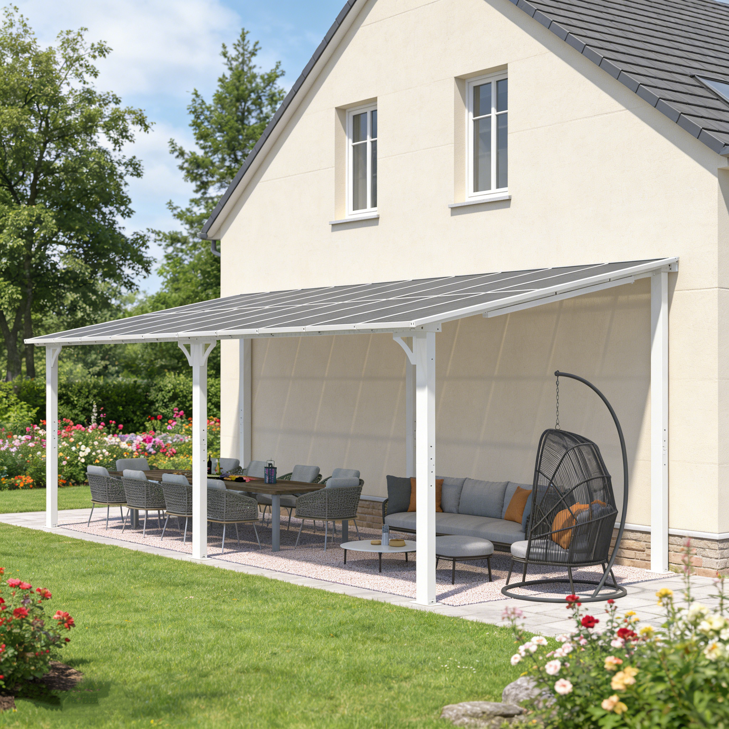 YODOLLA 20'x10' Wall Mounted Gazebos Pergola, White