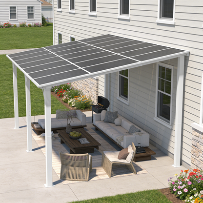 YODOLLA 14'x12' Wall Mounted Gazebos Pergola, White