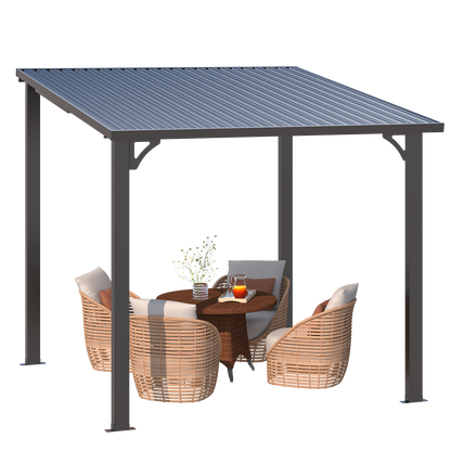 YODOLLA 8' x 8' Outdoor Pergola Hardtop Gazebo,Dark Grey