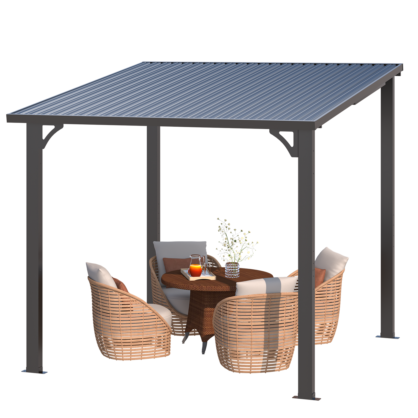 YODOLLA Dark Grey 8x8 Pergola with Roof