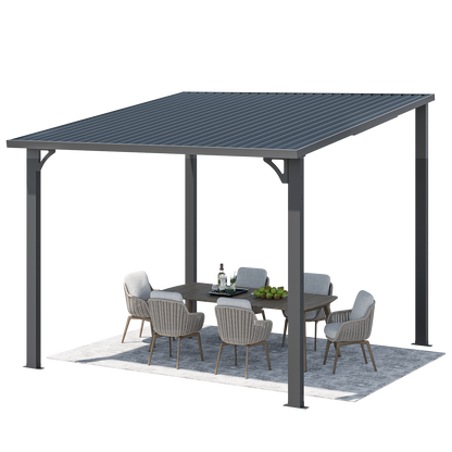 YODOLLA 10' x 10' Outdoor Pergola Hardtop Gazebo, Dark Gray