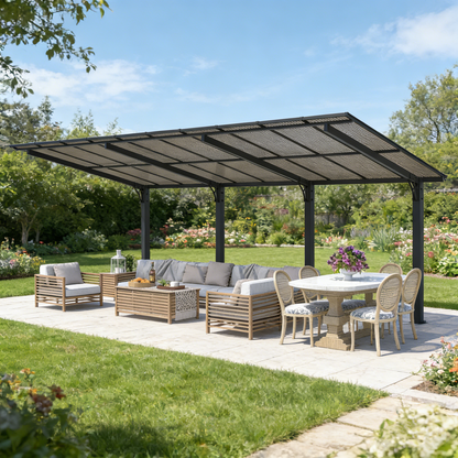 YODOLLA 20' x 10' Outdoor Gazebo for Patio, Large 10x20 Pergola Carport, Freestanding Lean to Hard Top Gazebo Shelter Pergolas and Gazebos Clearance with Roof