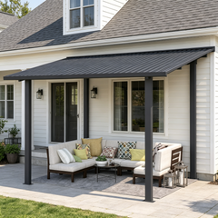 YODOLLA 12' x 8' Outdoor Hardtop Lean to Gazebo for Patio