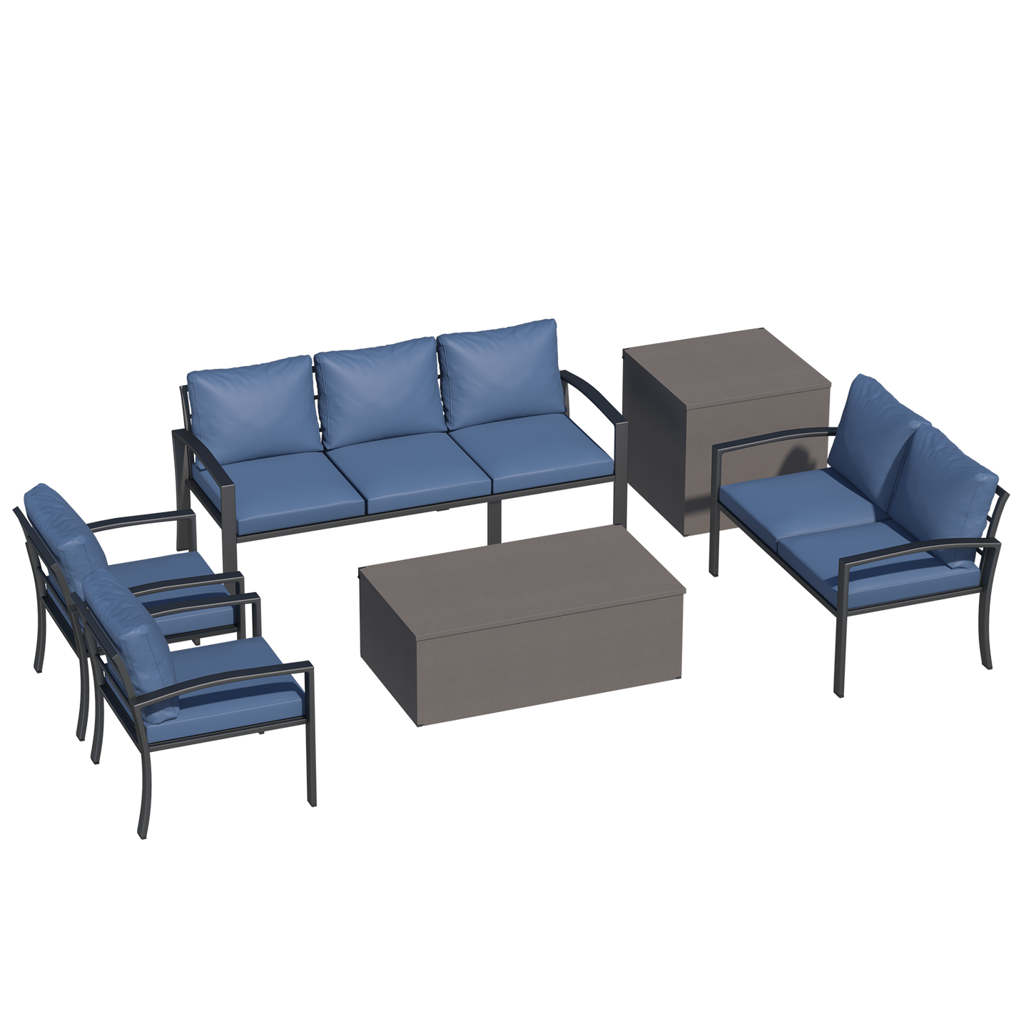 YODOLLA 6 Pieces Meatl Patio Furniture Set, Blue