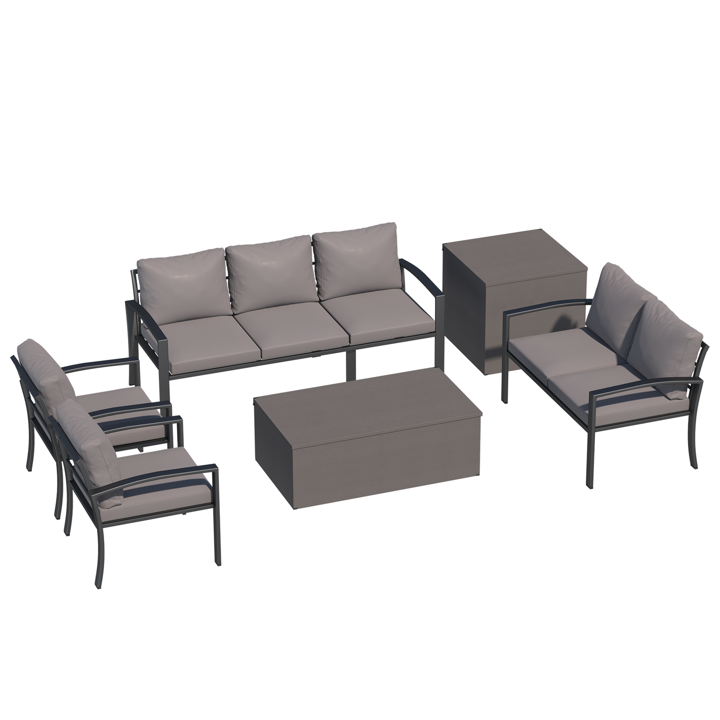 YODOLLA 6 Pieces Metal Patio Furniture Set, Grey