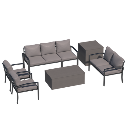 YODOLLA 6 Pieces Metal Patio Furniture Set, Grey