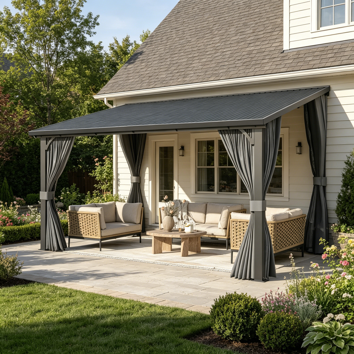 YODOLLA 12' x 14' Outdoor Hardtop Metal Gazebo for Patio Galvanized Steel Pergolas
