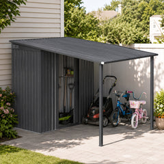 YODOLLA 5'x8' Metal Outdoor Grill Gazebo & 215 Cu.ft Lean to Storage Shed