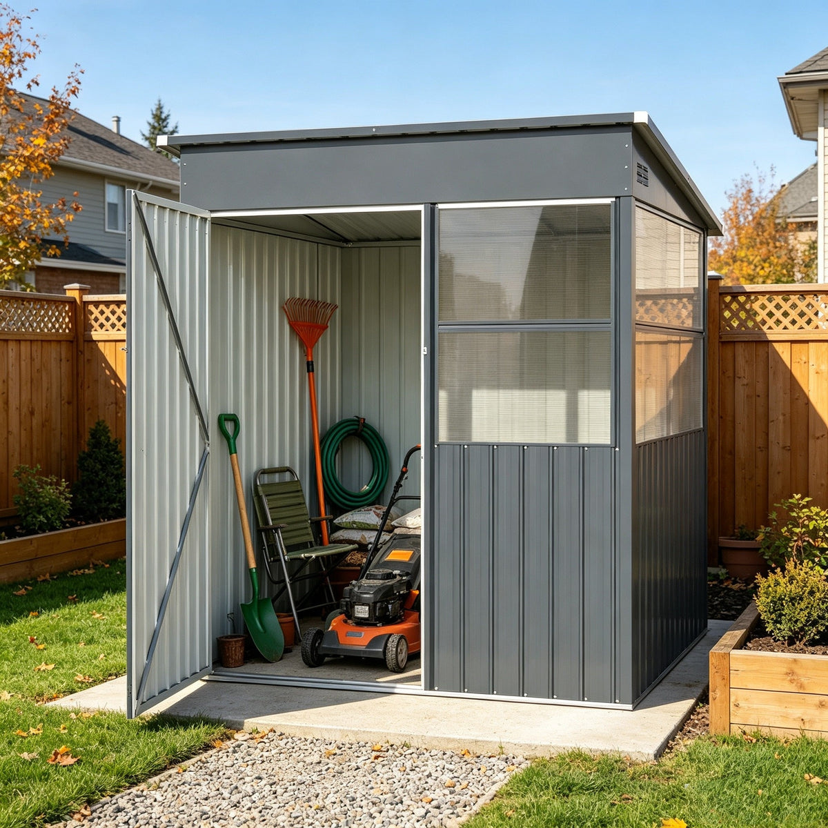 YODOLLA 6x6 Ft Metal Storage Shed with Translucent Panels