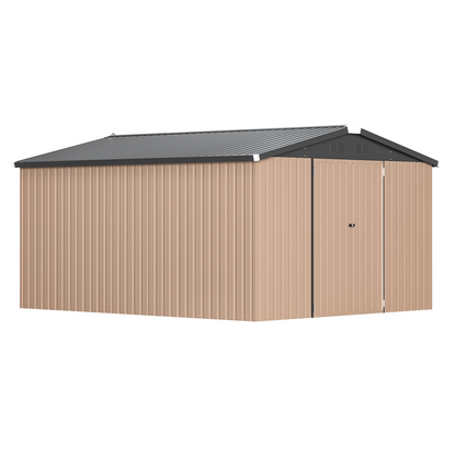 YODOLLA 10x14 Metal Outdoor Storage Garden Shed, Gray