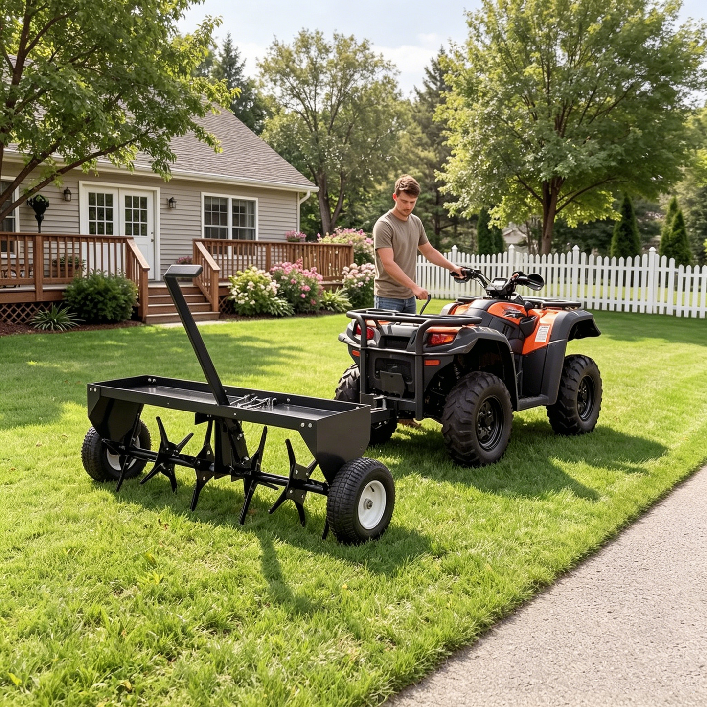 YODOLLA 48" Tow Behind Plug Aerator, Galvanized Steel Aerator Lawn Tool Tow Behind