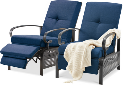 YODOLLA Outdoor Recliner Chair with Beige Olefin Cushions Set of 2