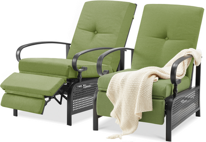YODOLLA Outdoor Recliner Chair with Beige Olefin Cushions Set of 2