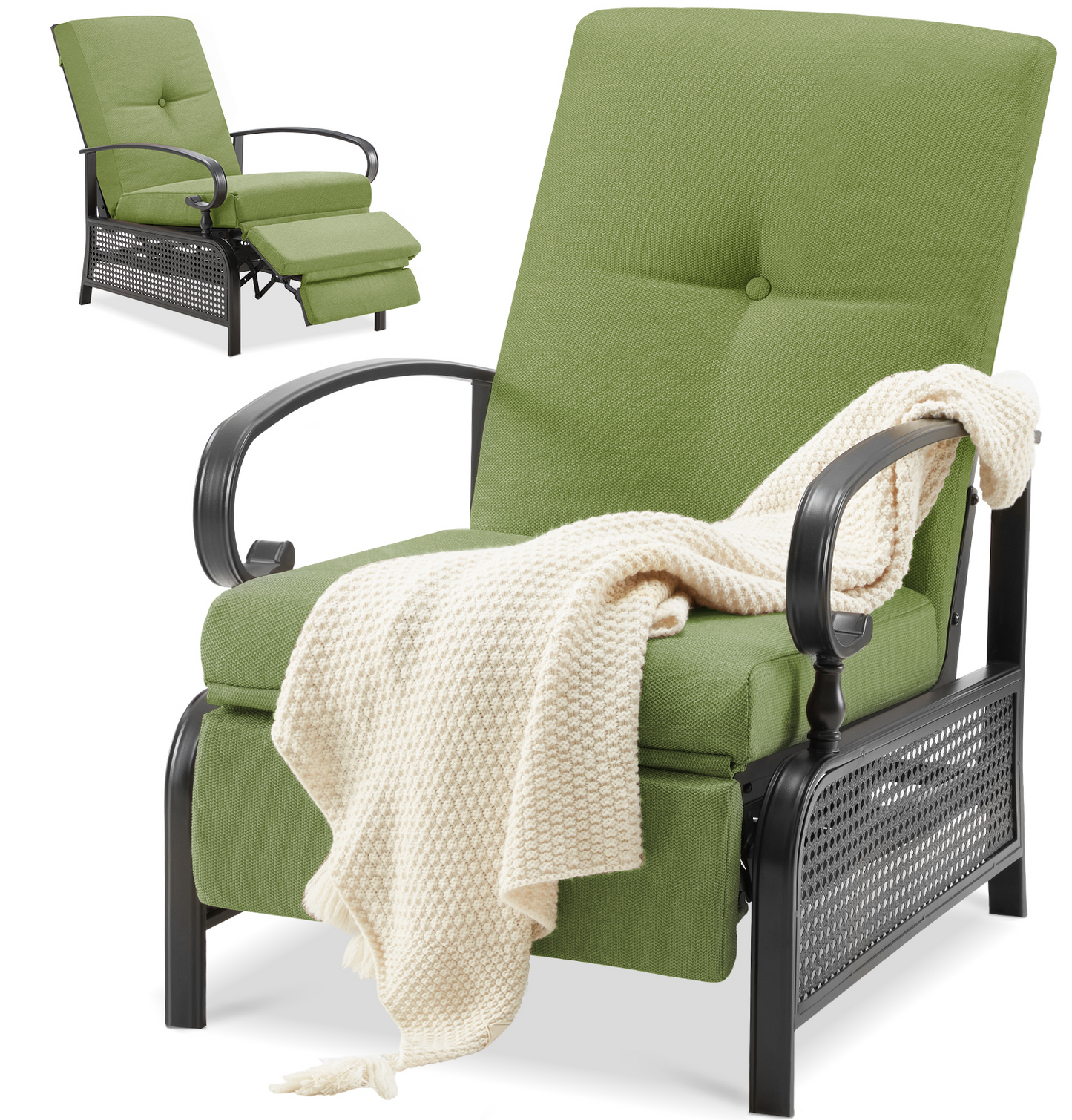YODOLLA Outdoor Recliner Chair with Olefin Cushions