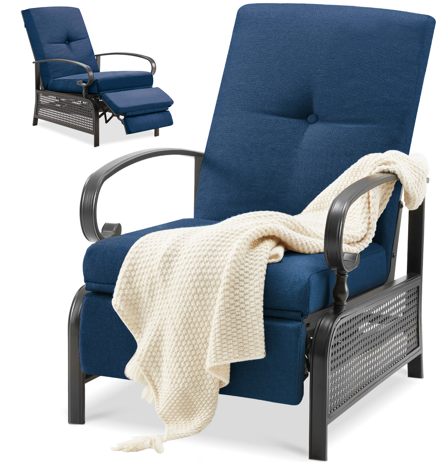 YODOLLA Outdoor Recliner Chair with Olefin Cushions