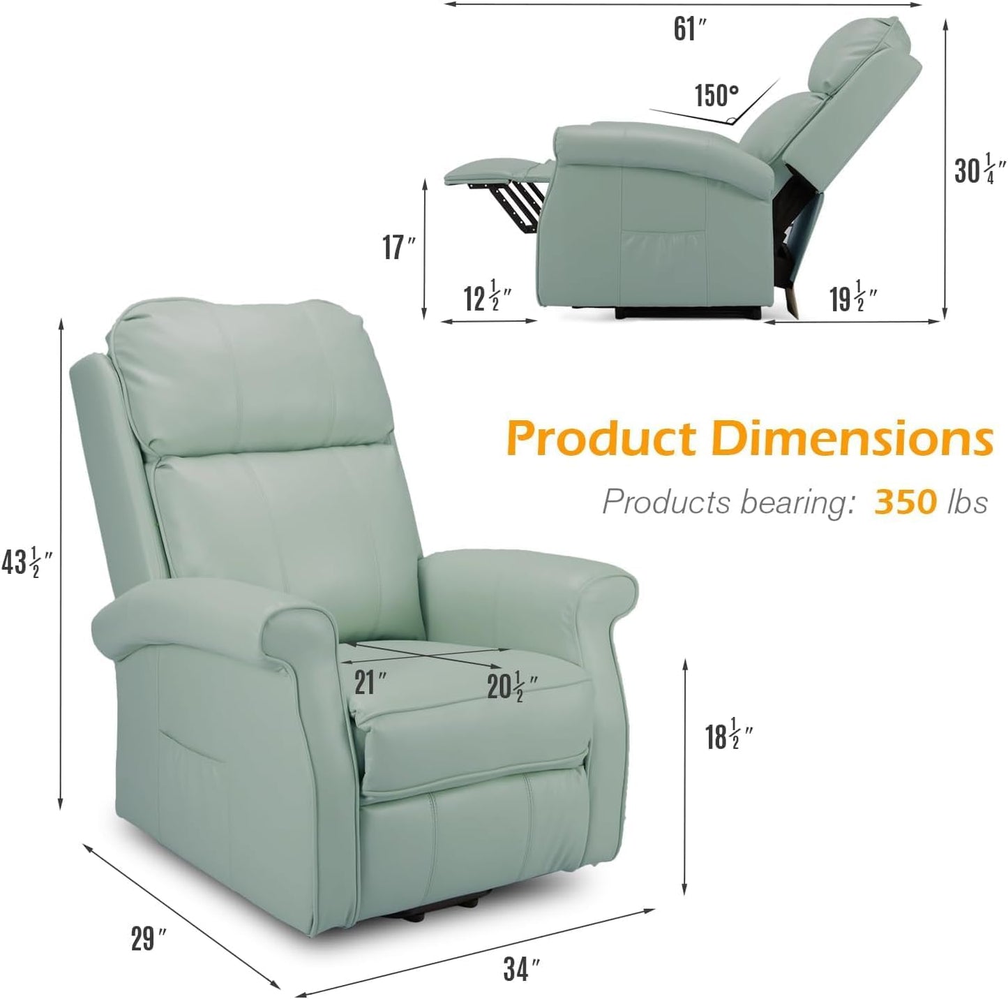 YODOLLA Electric Power Lift Recliner Chair for Elderly, Faux Leather