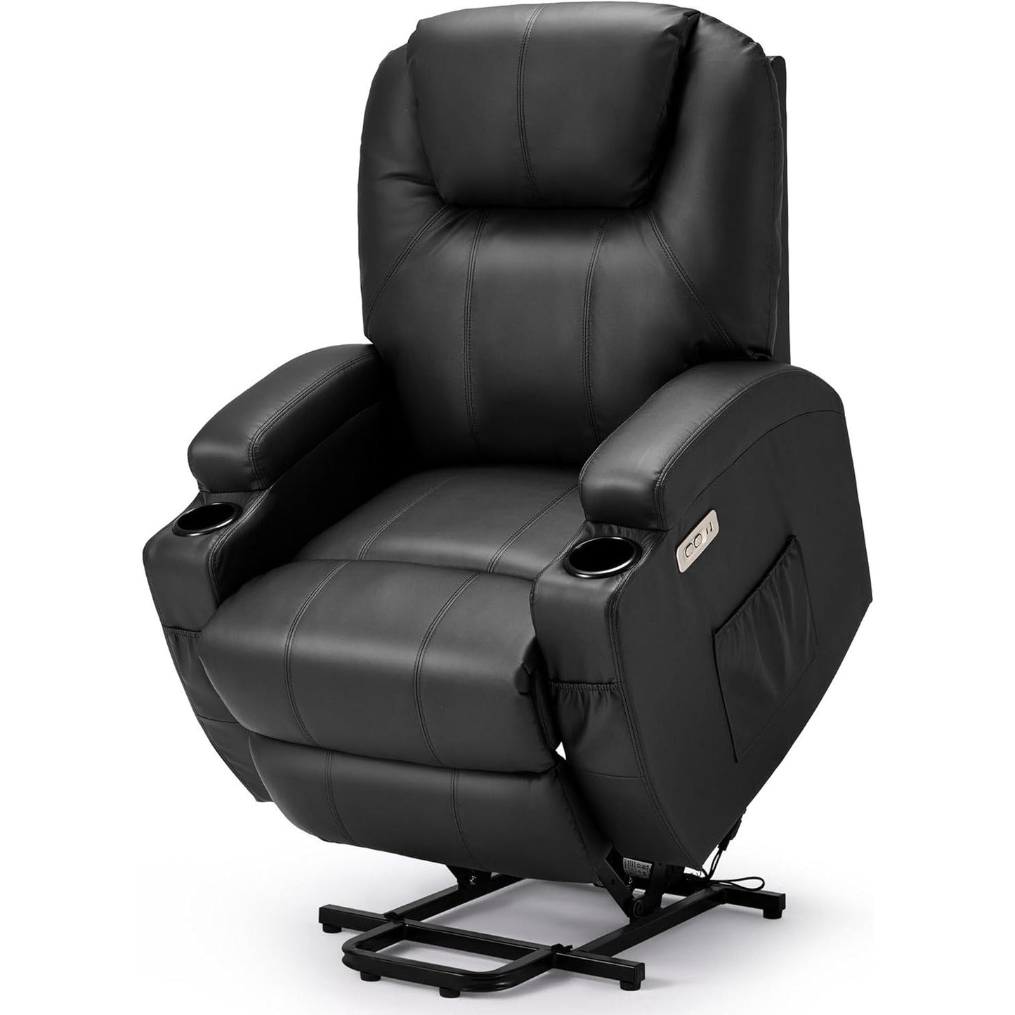 YODOLLA Power Lift Recliner Chair for Elderly with Side Pockets, PU Leather, Black