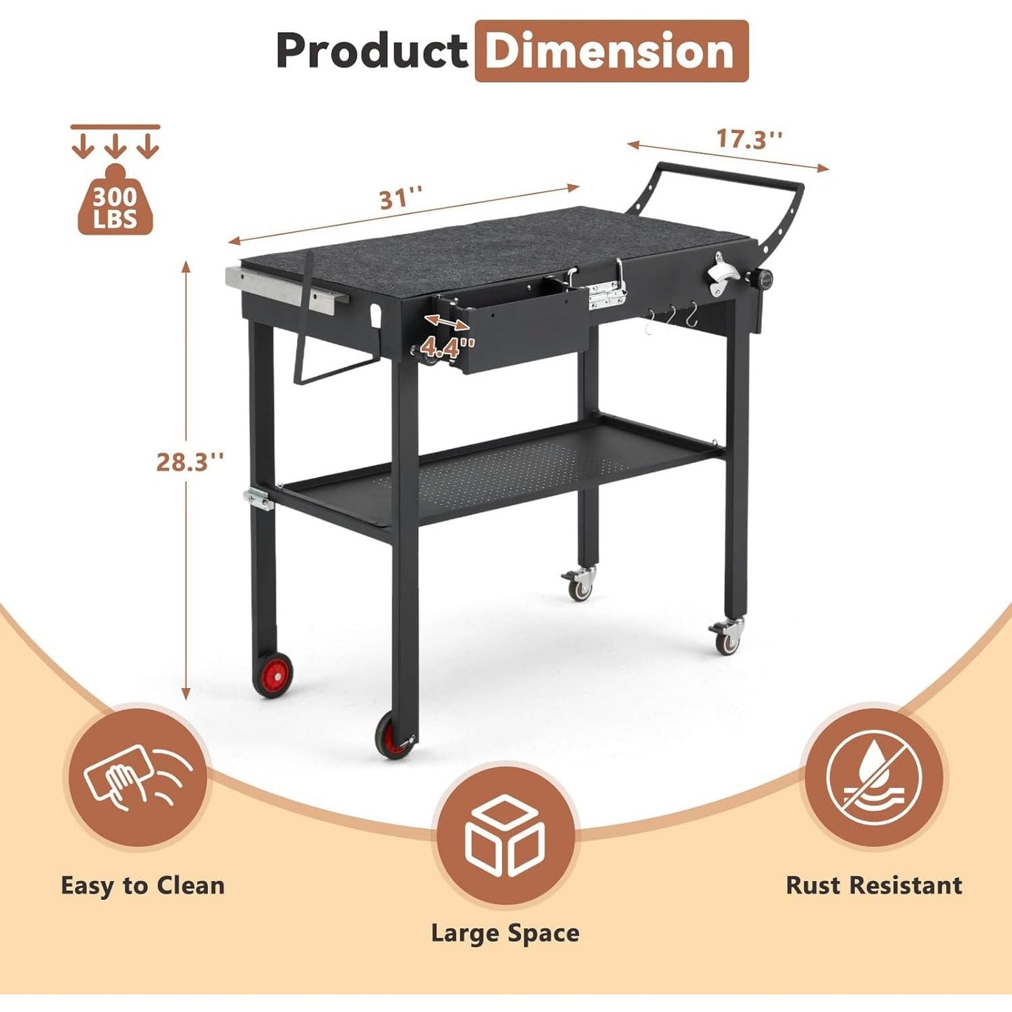 YODOLLA Outdoor Grill Table, Folding Portable Grill Cart