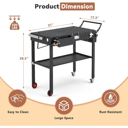 YODOLLA Outdoor Grill Table, Folding Portable Grill Cart