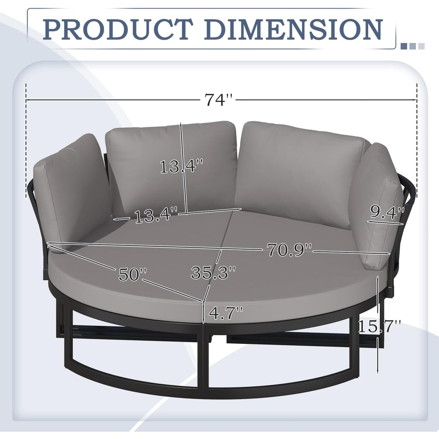 YODOLLA Patio Furniture Outdoor Daybed with Removable Cushions, Grey