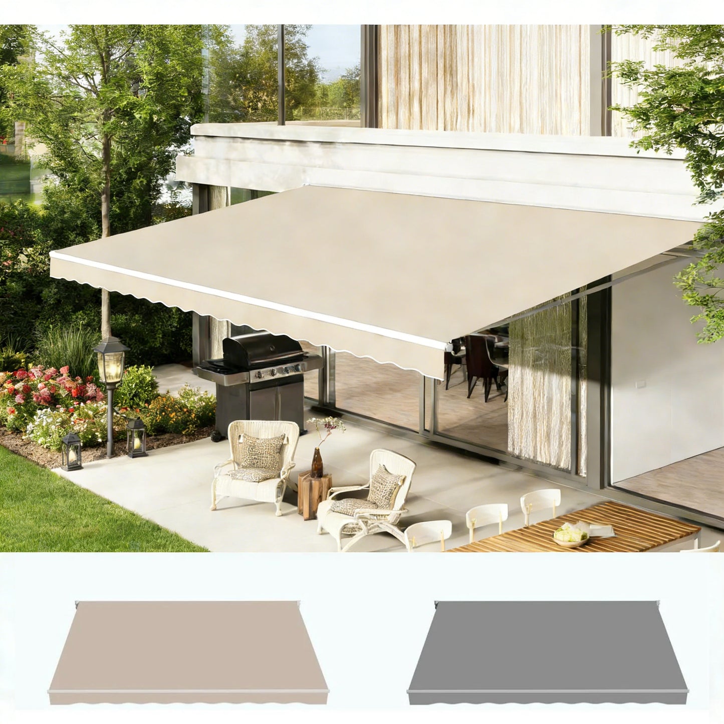 YODOLLA 8.2x6.5FT Retractable Awning Replacement Sunshade Canopy