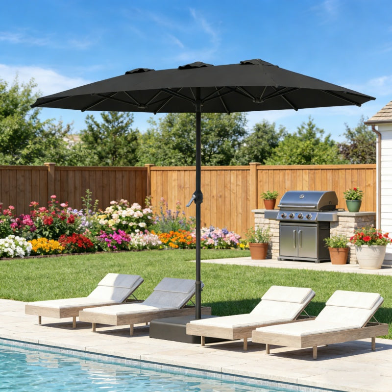 YODOLLA 15x9ft Double-Sided Patio Umbrella, Black