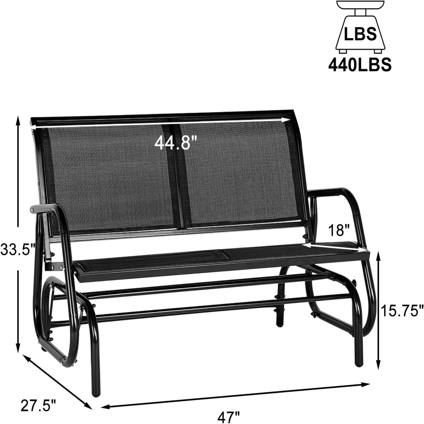 YODOLLA Outside Patio Glider Bench for 2 Persons
