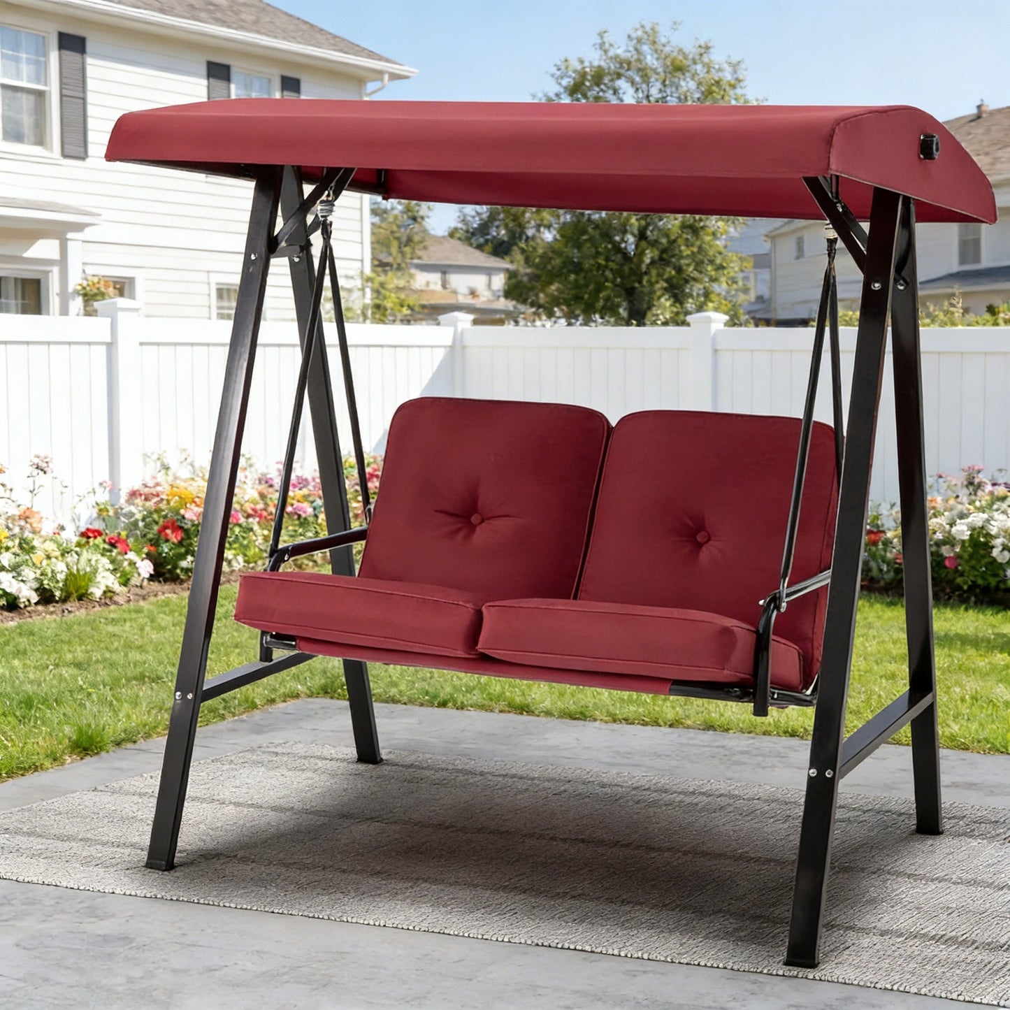 YODOLLA Patio Swing Chair 2-Seat for Adult, Red