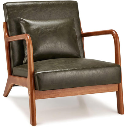 YODOLLA Accent Chair Reading Armchair, PU Leather Green