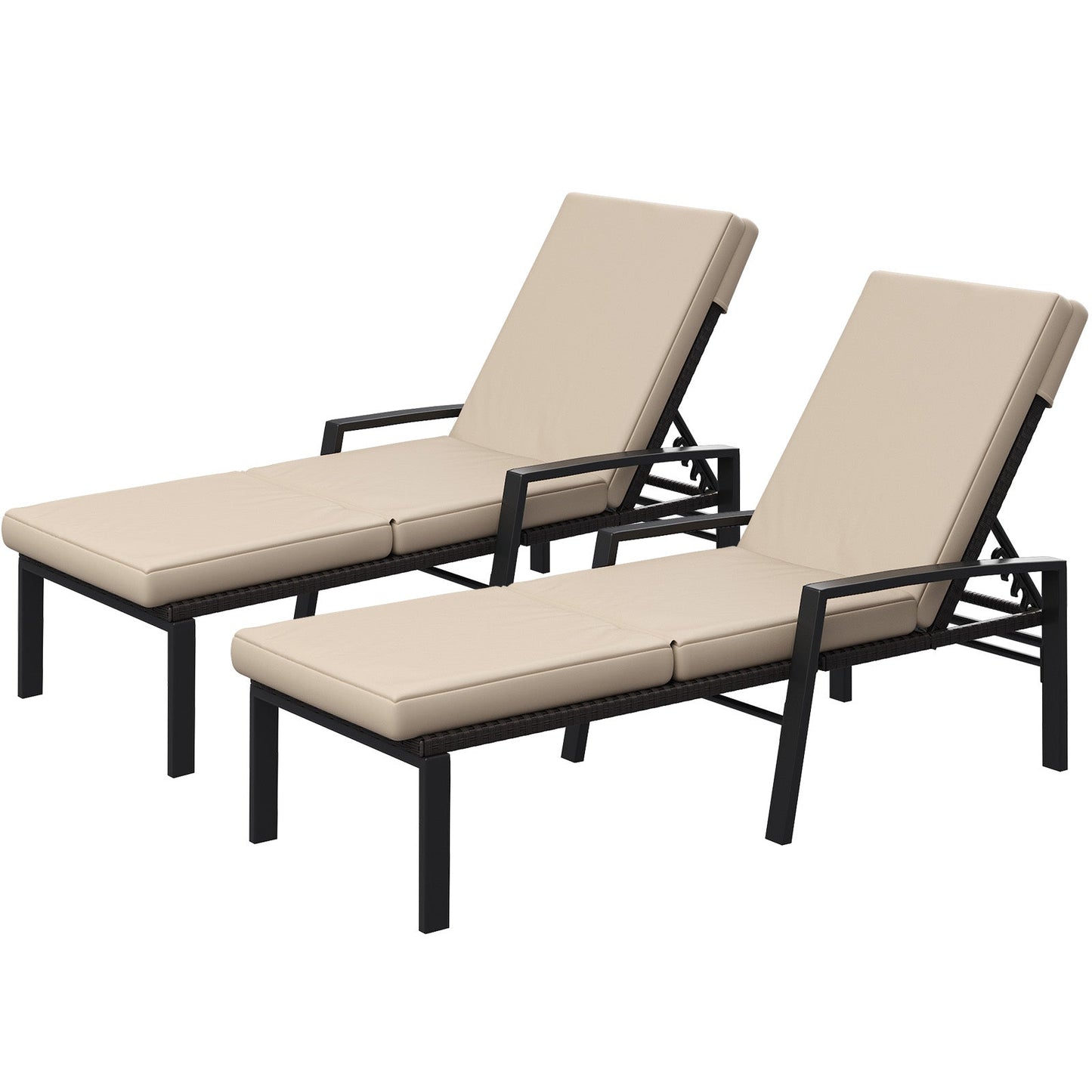 YODOLLA Chaise Lounge Chairs for Outside Set of 2 with Removable Cushion