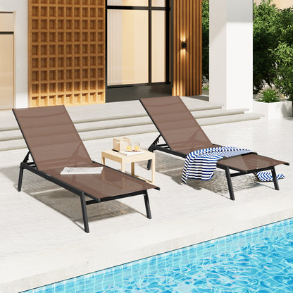 YODOLLA 4 PCS Curved Design Pool Lounge Chairs, Brown