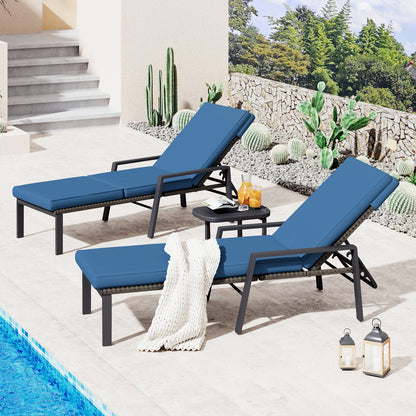 YODOLLA Chaise Lounge Chairs for Outside Set of 2 with Removable Cushion