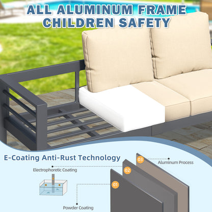 YODOLLA 7-Piece Patio Set, Beige Cushions