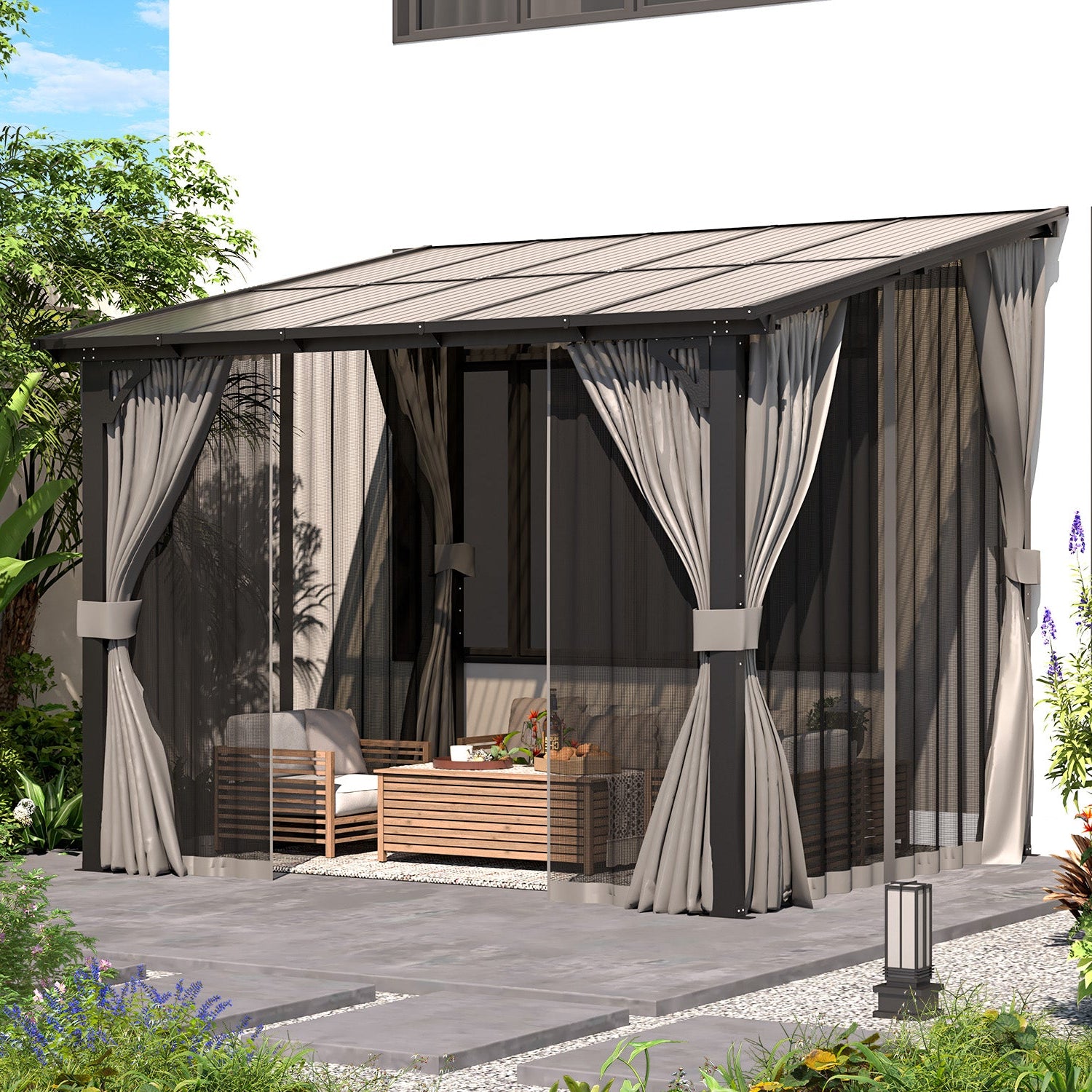 YODOLLA 10x8 Small Wall-Mounted Lean to Pergola
