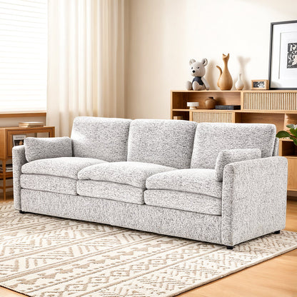 YODOLLA 89" Chenille Sofa, 3-Seater, 2 Removable Pillows, Gray