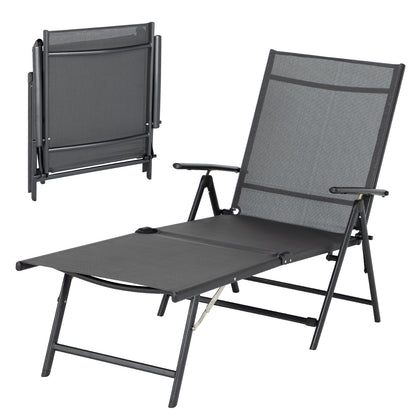 YODOLLA 7 Back & 2 Leg Adjustable Outdoor Chaise Lounge Chair, Grey