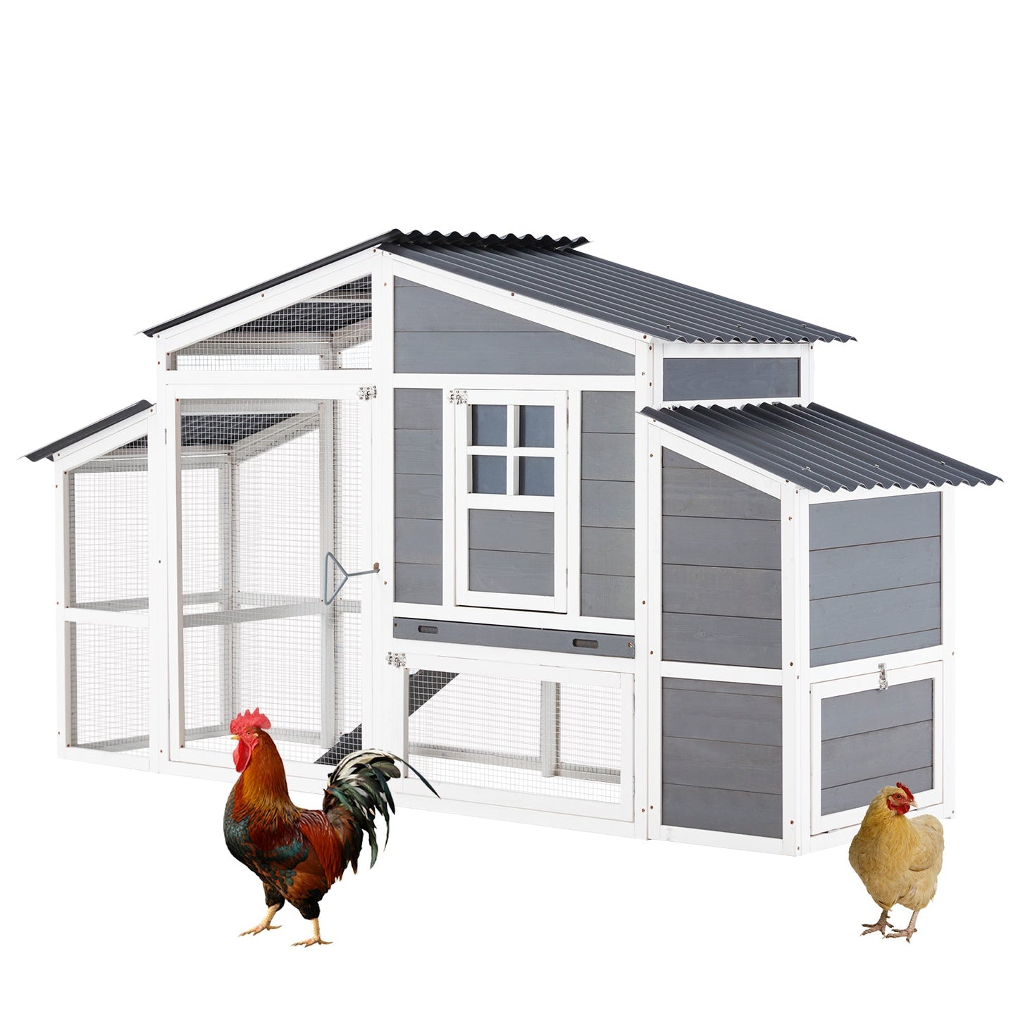 YODOLLA large grey chicken coop for 10 chickens.