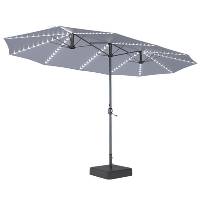 YODOLLA 15ft Double-Sided Patio Umbrella Outdoor Rectangle Umbrella with Base, Gray