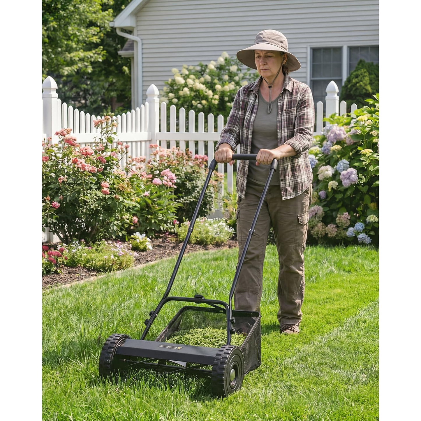 YODOLLA 18-Inch Manual Lawn Mower, 5 Blades Push Reel Lawn Mower