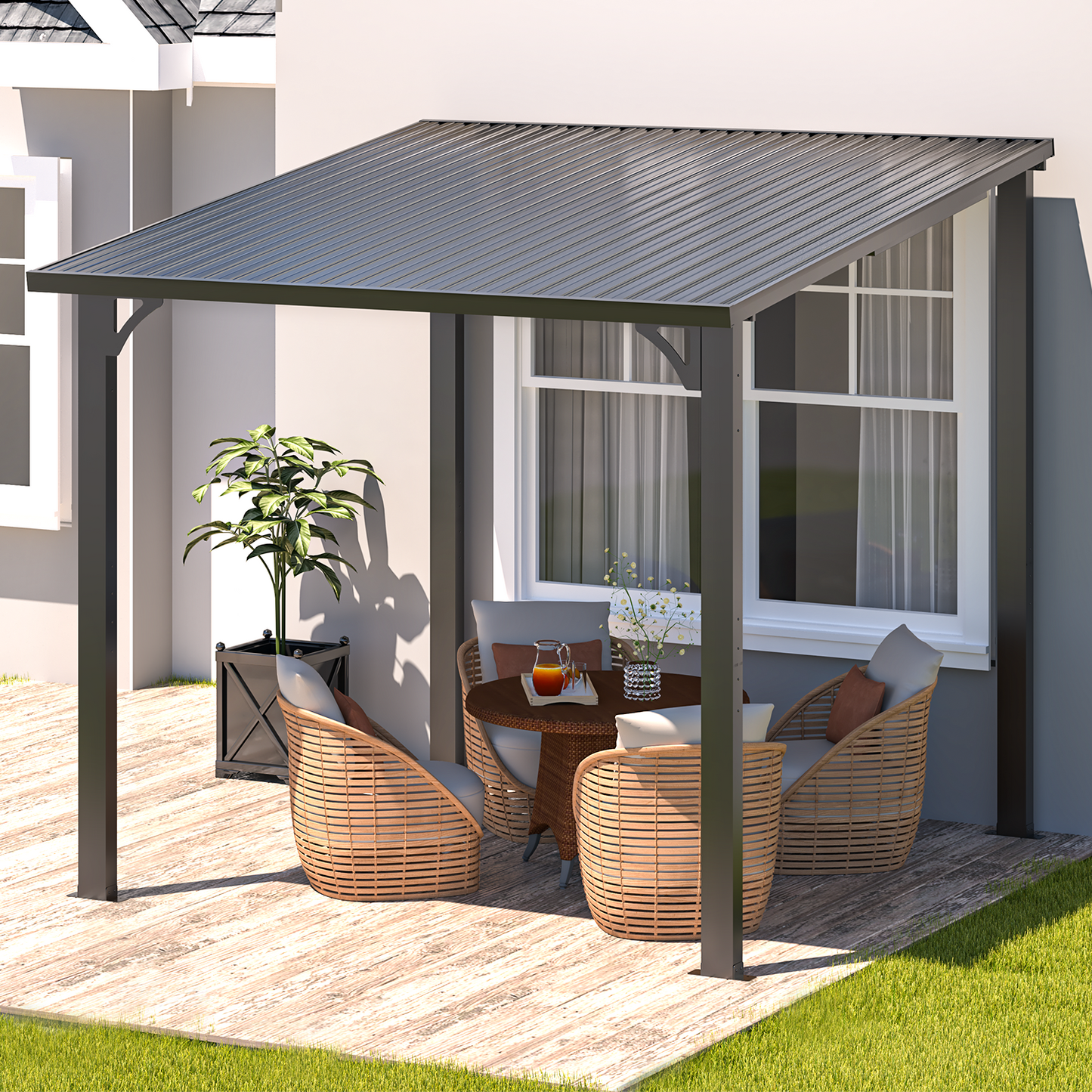 YODOLLA 8x8 Outdoor Pergola Hardtop Gazebo