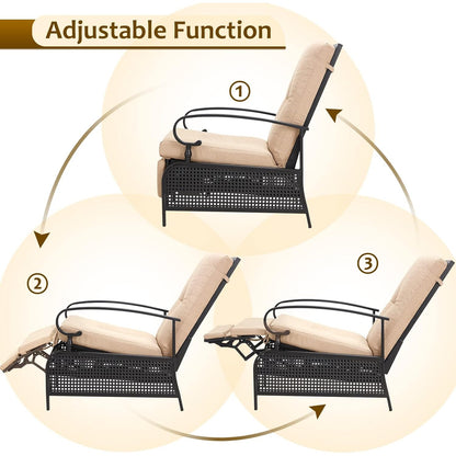 YODOLLA Outdoor Recliner Chair with Beige Olefin Cushions Set of 2