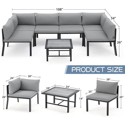 YODOLLA 7 Pieces Patio Furniture Set, Grey