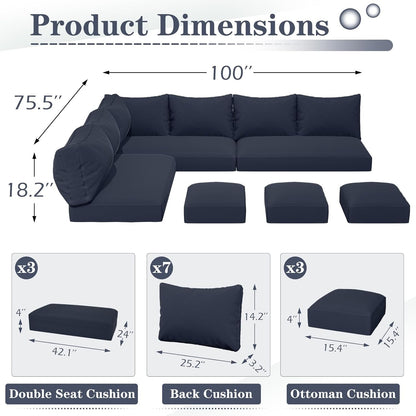 YODOLLA Memory Foam Cushions and Covers (Navy)