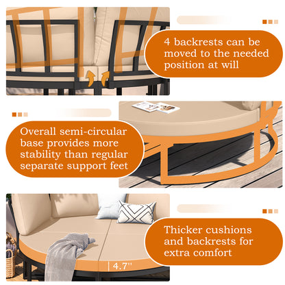 YODOLLA Patio Furniture Outdoor Daybed with Removable Cushions, Beige