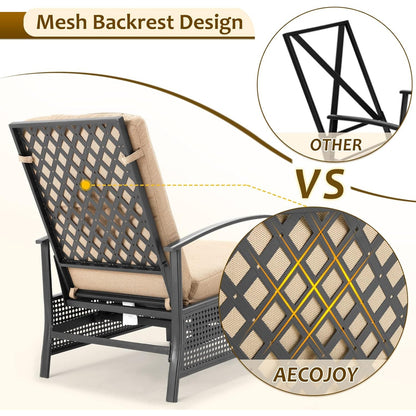 YODOLLA Outdoor Recliner Chair with Beige Olefin Cushions Set of 2