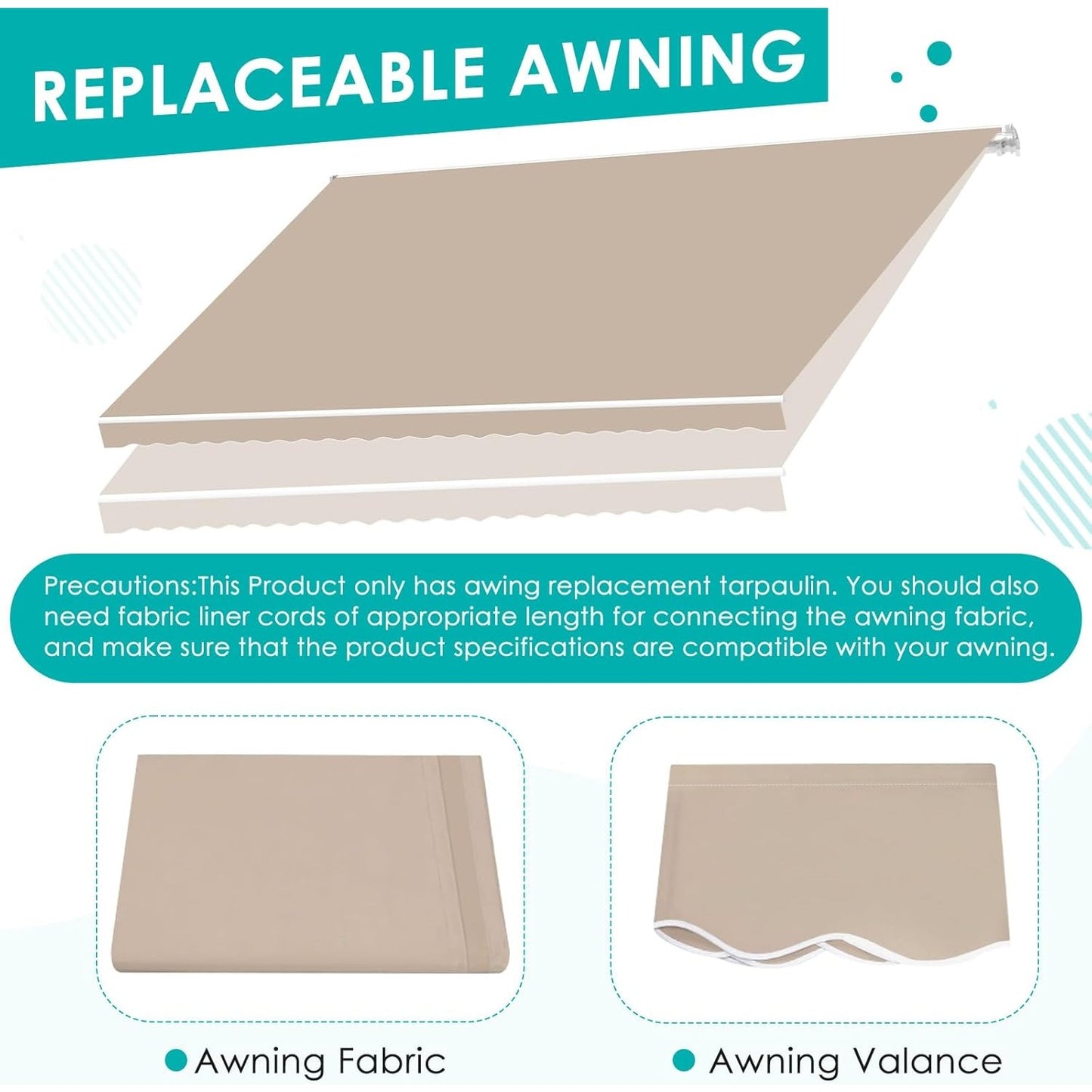 YODOLLA 13x10FT Retractable Awning Replacement Sunshade Canopy